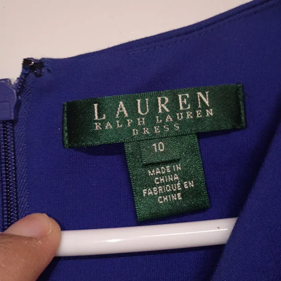 🦄 Lauren Ralph Lauren Cobalt Blue Long Sleeve Dress Size 10 - Picture 6 of 8
